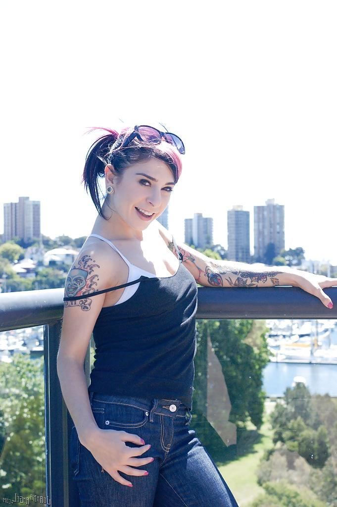 16P Hot babe Joanna Angel shows off her tattooed body in the outdoor scene