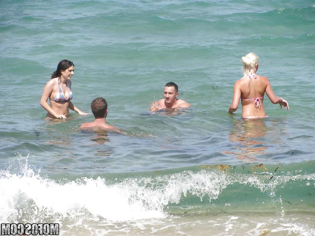 16P Teens Jazlyn, Shay and Savannah in bikini kissing at the party outdoor