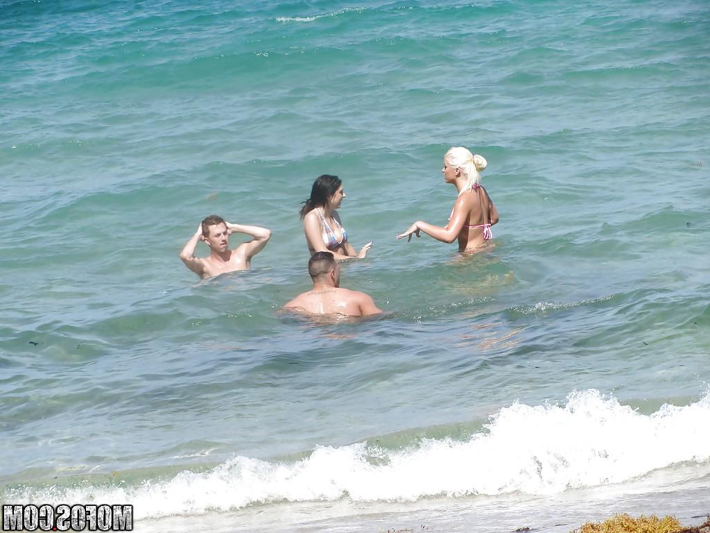 16P Teens Jazlyn, Shay and Savannah in bikini kissing at the party outdoor