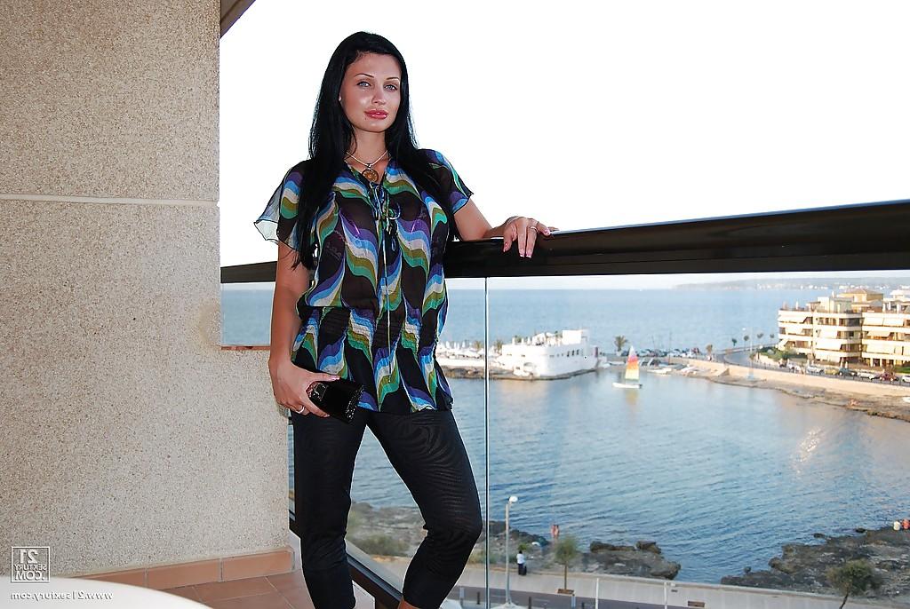 16P Fabulous Aletta Ocean poses outdoor on the beach in bikini