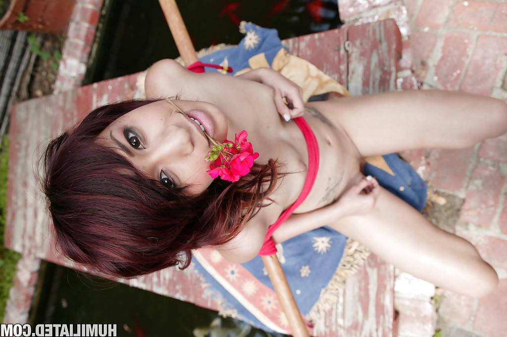 16P Hot Latina teen Zoey gets tied for rough BDSM fucking outdoor