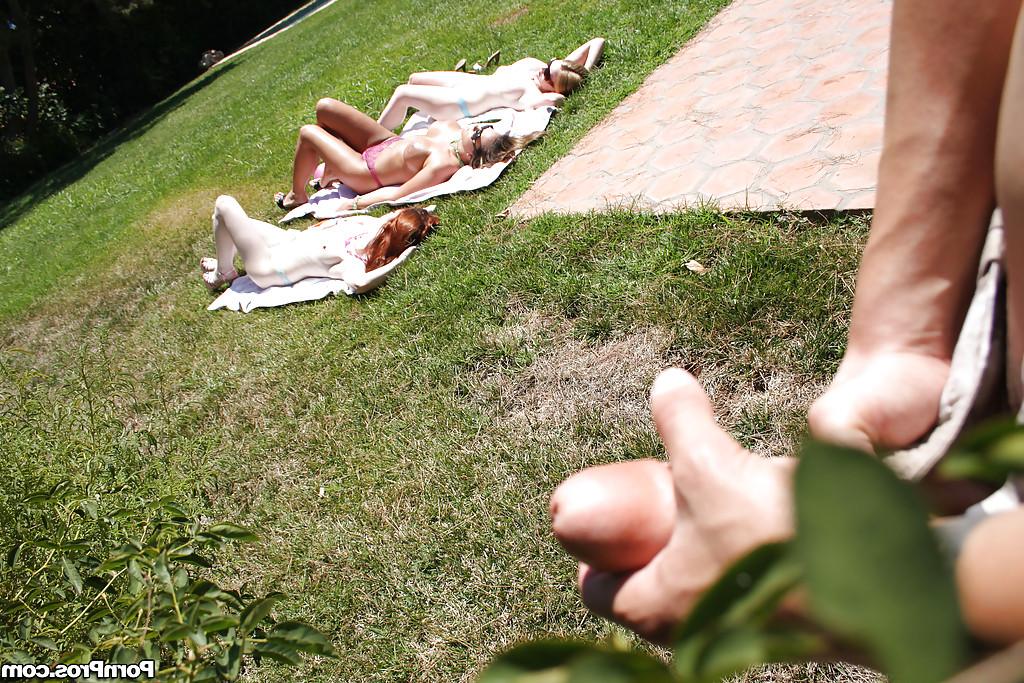16P Big titted babe Trina Michaels gets bukkake on her outdoor and has sex