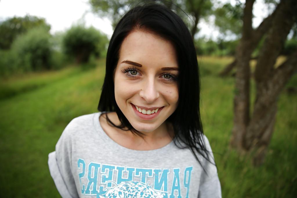 16P Brunette teen babe with a skinny body Daniella C dose yoga outdoor