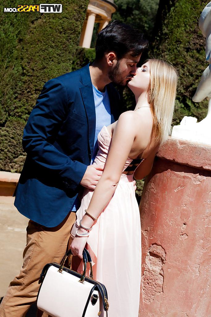 16P European first timer Aria Logan gives and receives oral sex outdoors