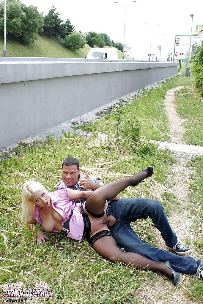 16P Hardcore outdoor ass fuck with an excellent cowgirl in stockings