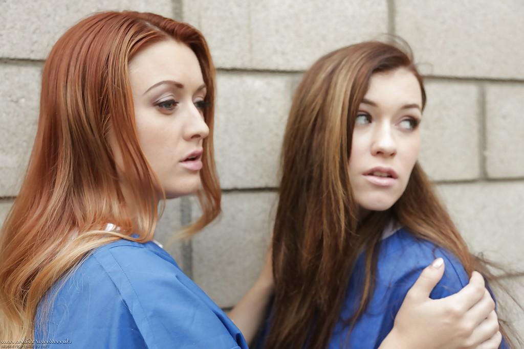 16P Karlie Montana and Misha Cross are kissing and undressing outdoors