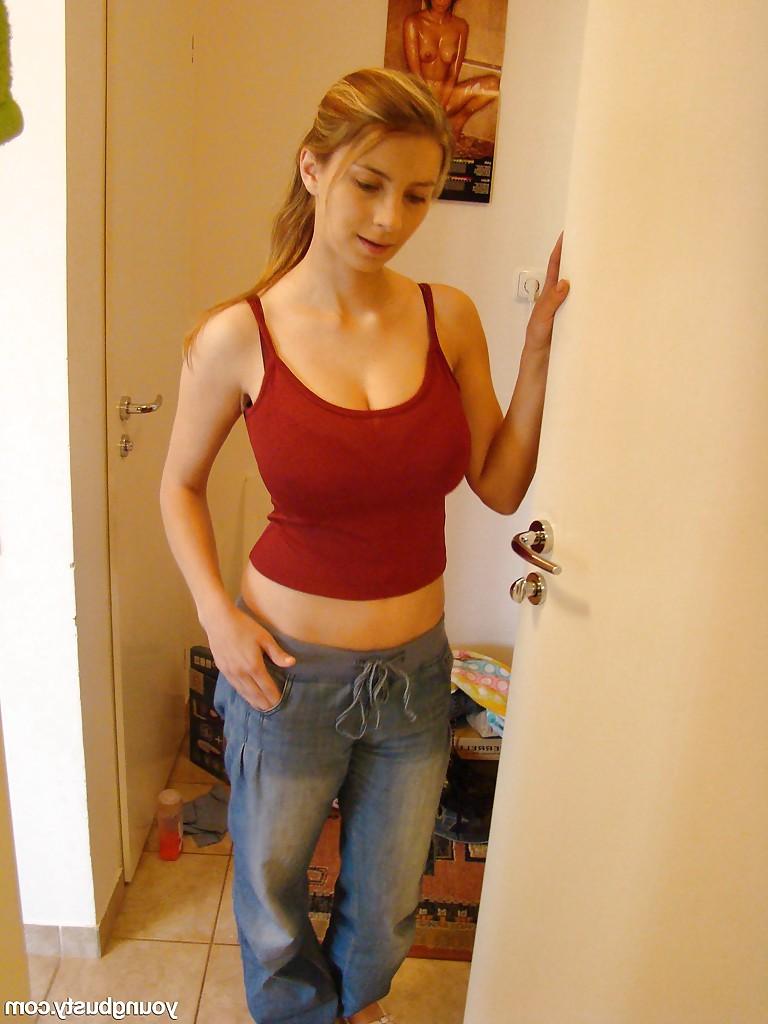 16P Teen solo girl Kathy revealing huge all natural tits for self shots