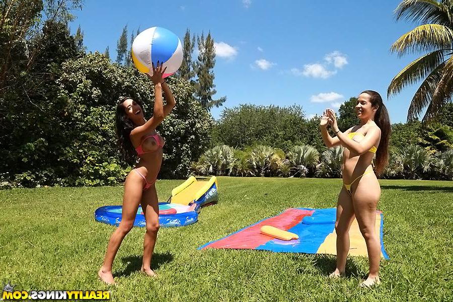 16P Big ass latina sluts with big tits and asses are undressing outdoor