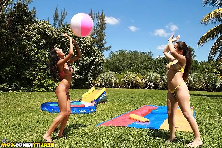 16P Big ass latina sluts with big tits and asses are undressing outdoor