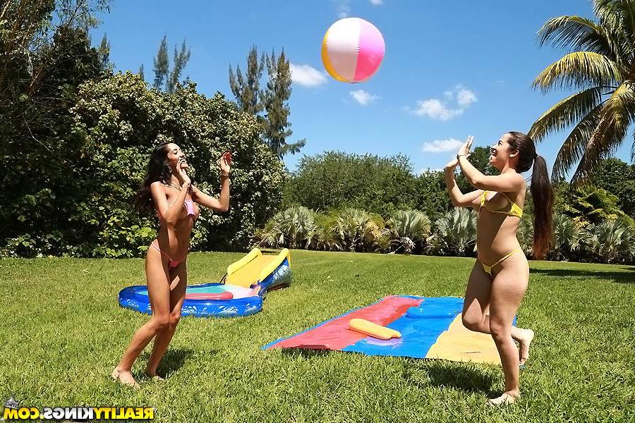 16P Big ass latina sluts with big tits and asses are undressing outdoor