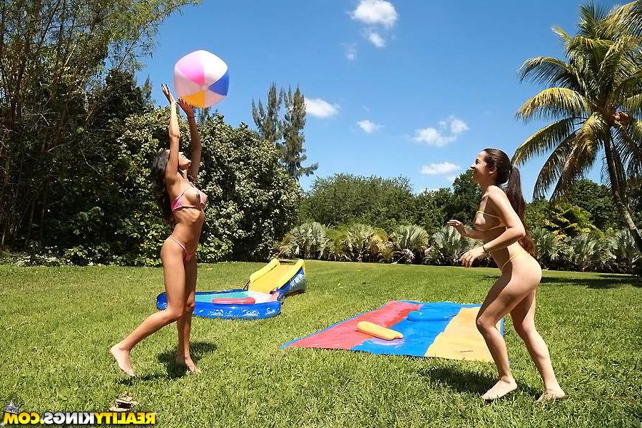 16P Big ass latina sluts with big tits and asses are undressing outdoor