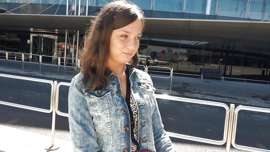 16P Foxy Di is taking off her tight jeans while all alone outdoor