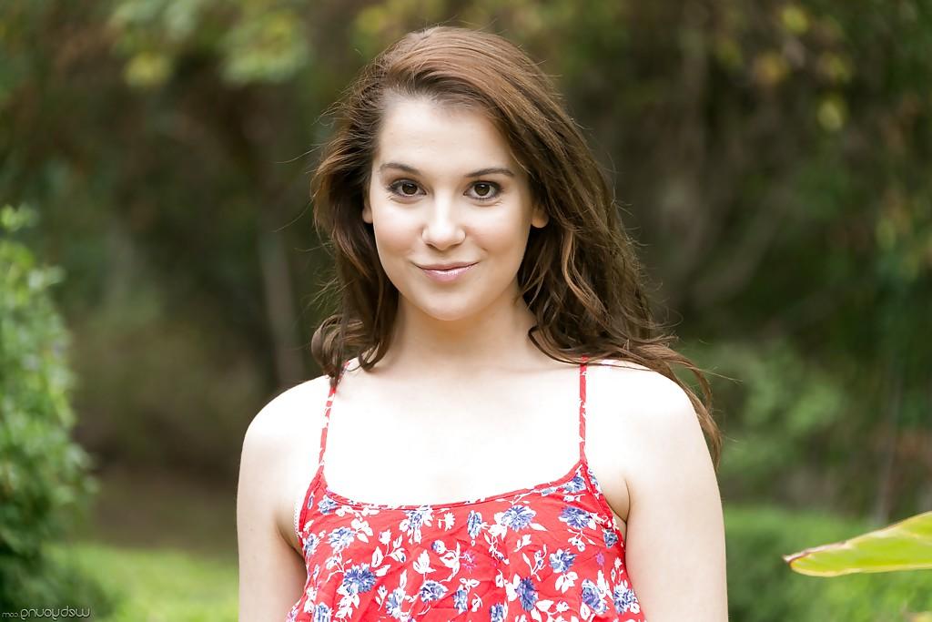 16P Amateur teen Kasey Warner stripping outdoors baring tiny boobs