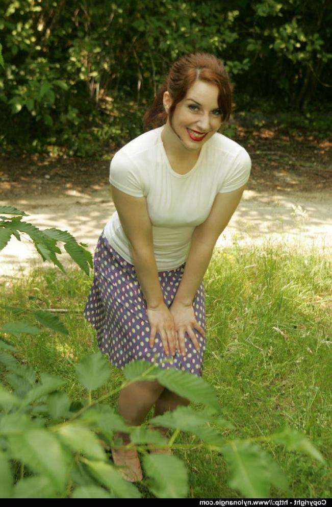 12P Stupendous fetish MILF in stockings slipping off her clothes outdoor