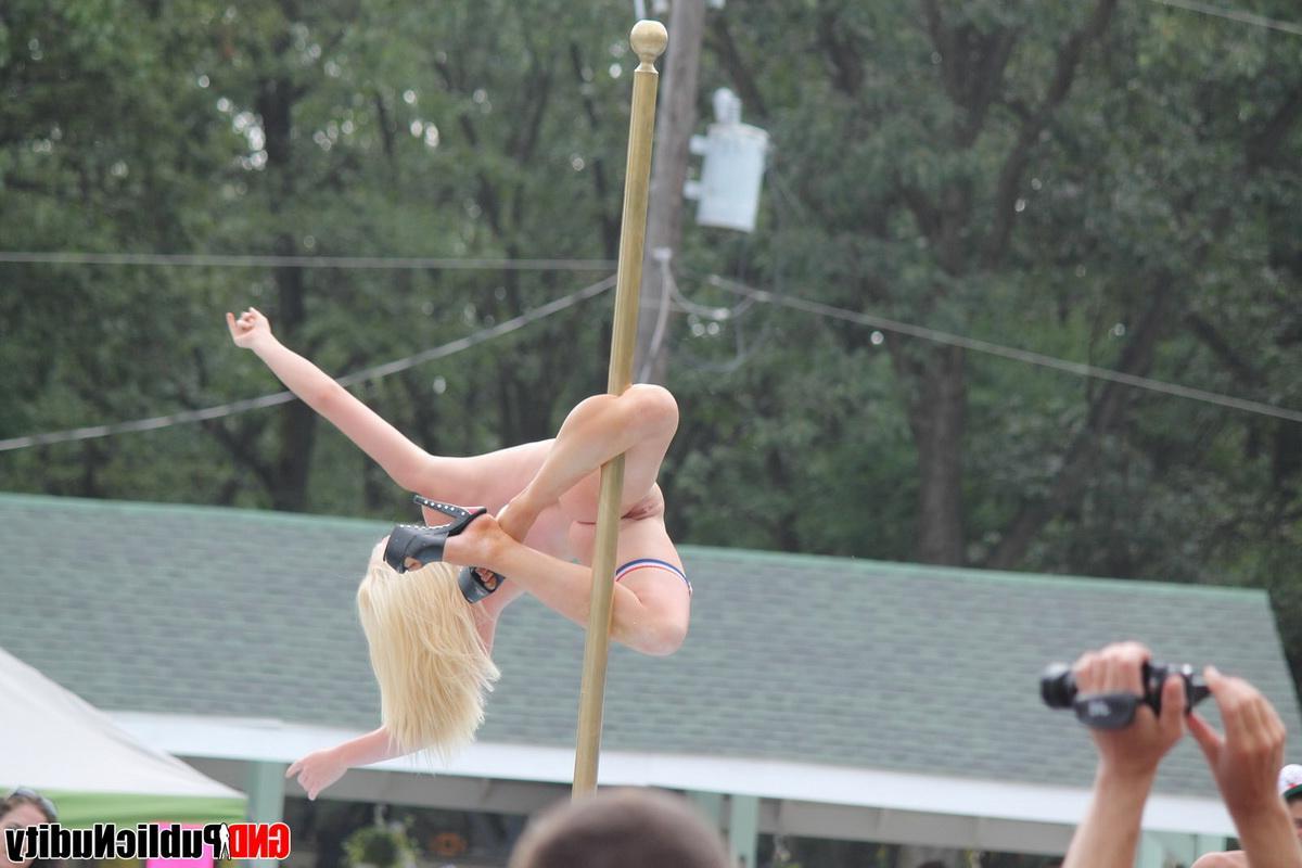 12P Hot sexy strippers show off and tease the crowd at a outdoor public nudity party