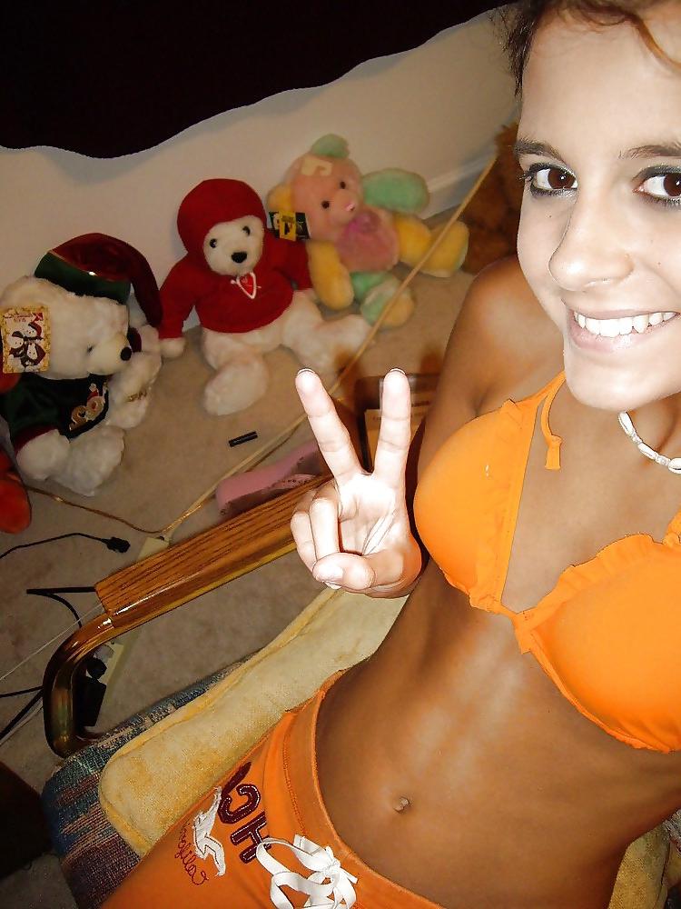 12P Teen skinny brunette showing all for the camera