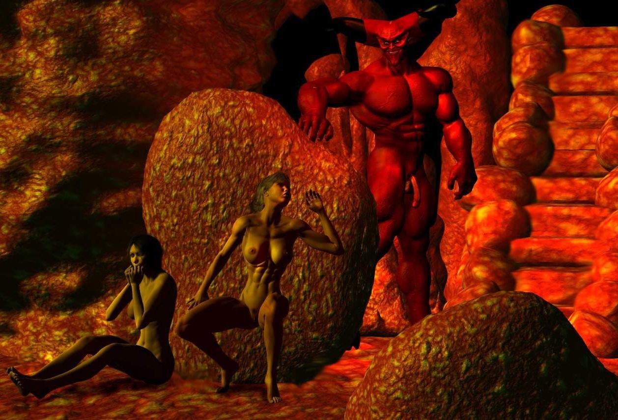 16P Horny 3d evil monster with big cocks fucking pretty girls in all of their holes