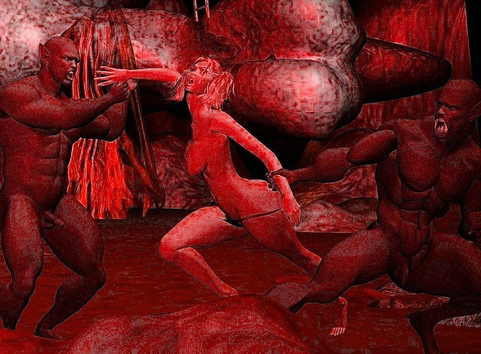 16P Horny 3d evil monster with big cocks fucking pretty girls in all of their holes