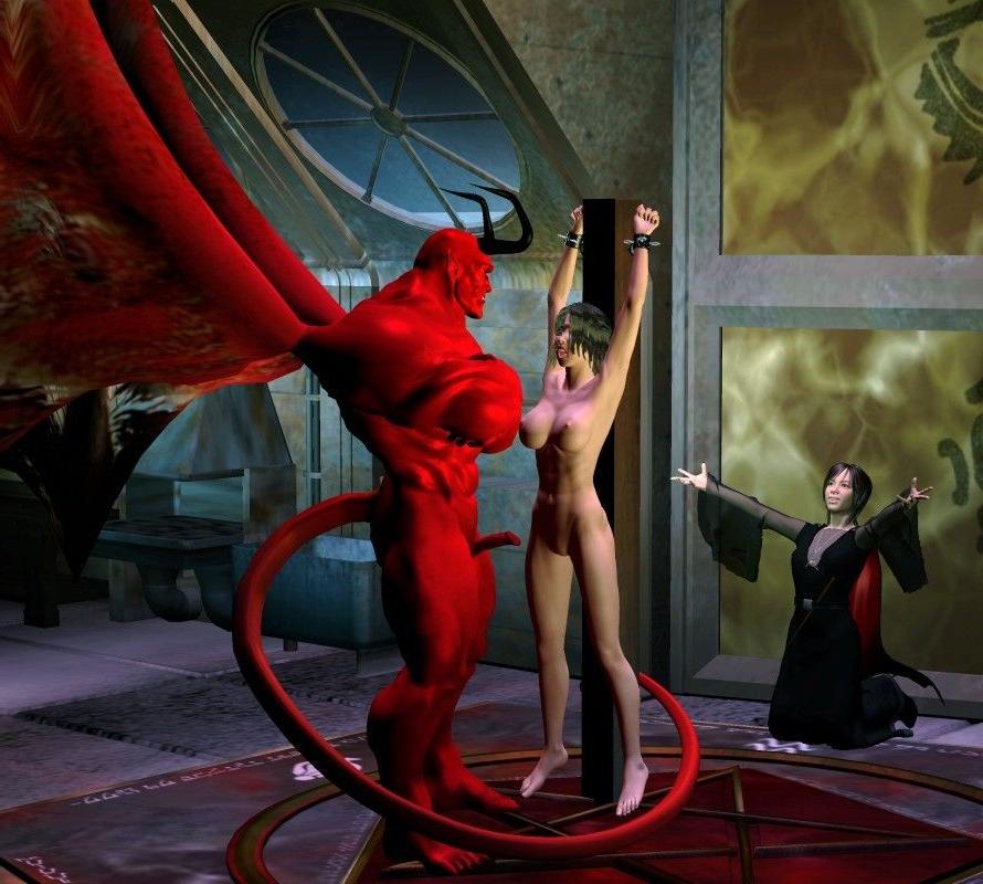 16P Horny 3d evil monster with big cocks fucking pretty girls in all of their holes