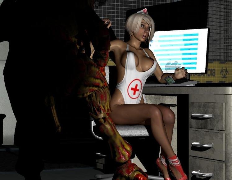 16P Horny blonde 3d nurse getting fucked by an alien with long cock