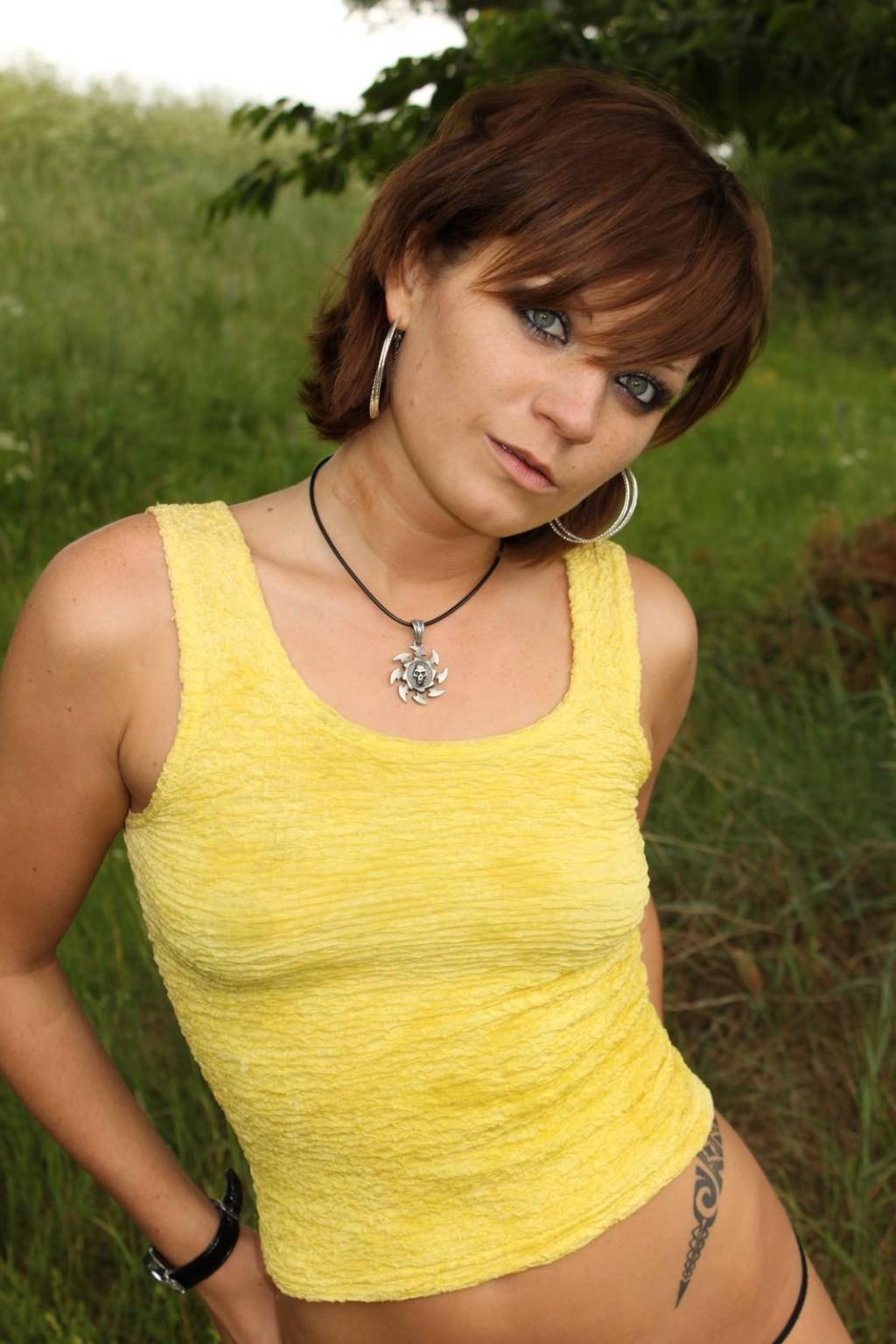 16P Sexy redhead Adeles public striptease and outdoor flashing