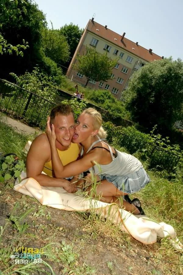 16P Blonde slut Sophie Logan riding a dick outdoors