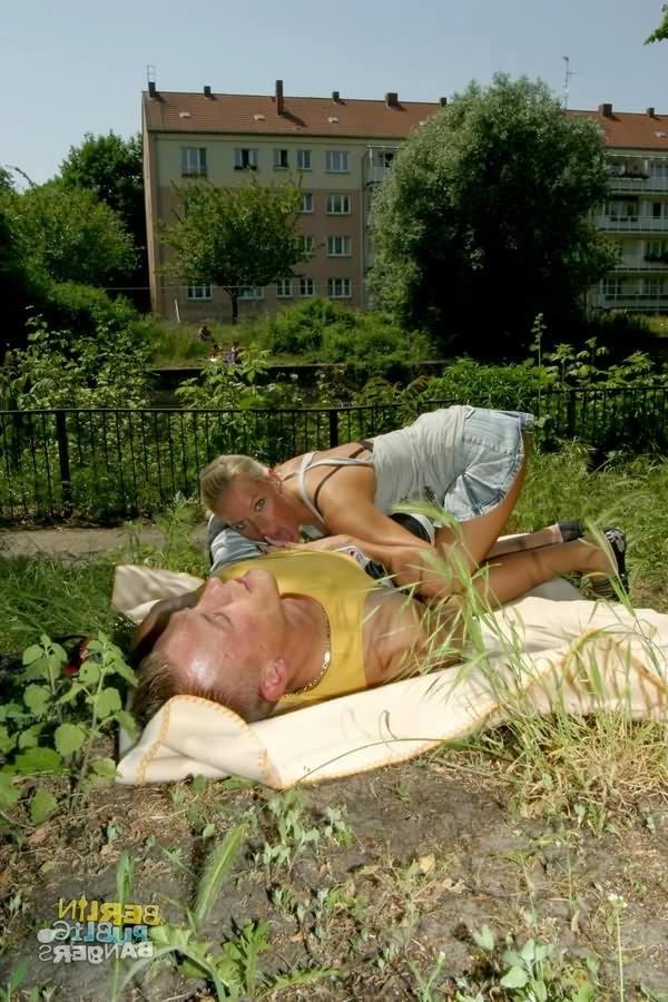 16P Blonde slut Sophie Logan riding a dick outdoors
