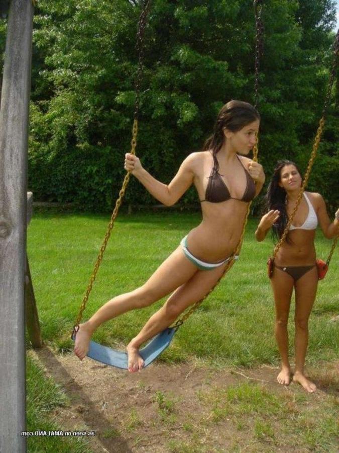 12P Compilation of bikini-clad girlfriends posing sexy outdoors