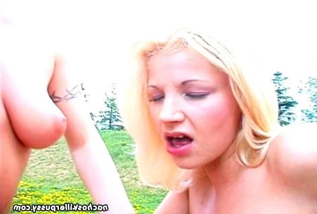 15P Blond shoves toy and cock in all holes