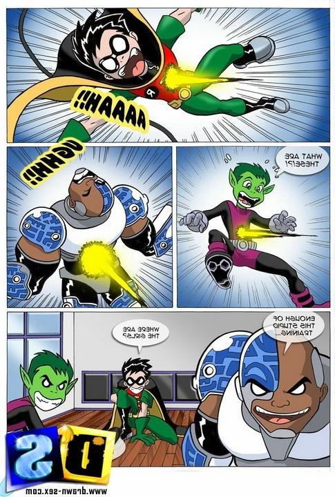 12P Teen Titans fighting the horny alien intruders