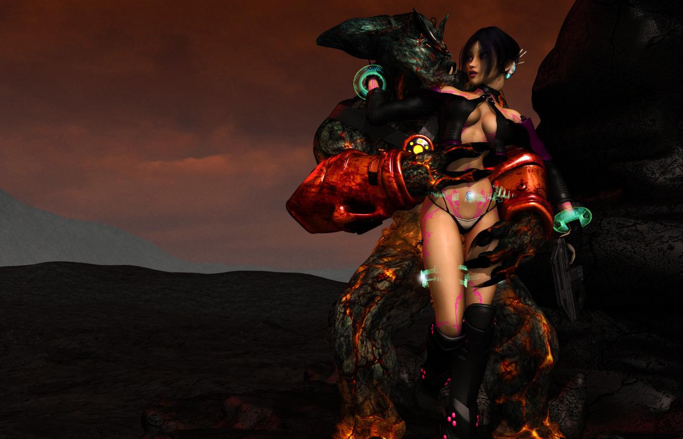 16P Monstrously hung alien attacking a sexy girl in 3D porn