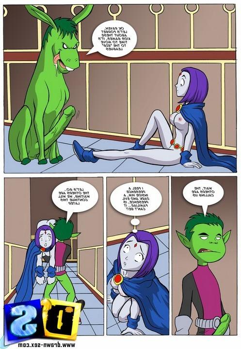 12P Teen Titans fighting the horny alien intruders
