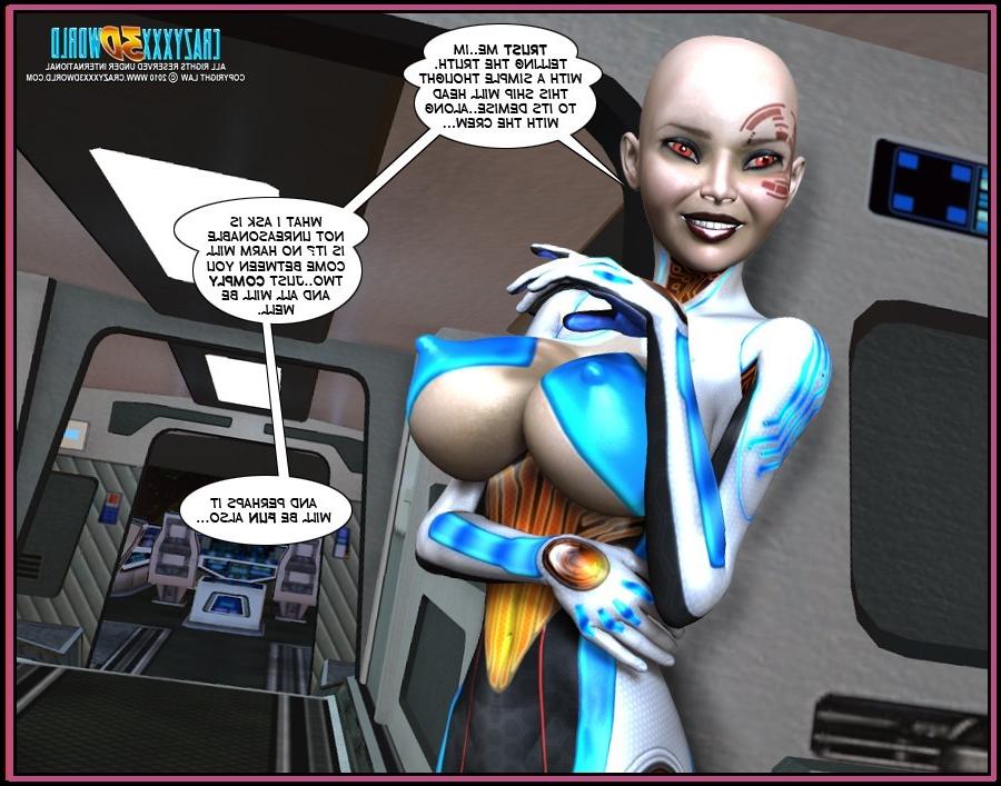 16P Horny babe, female android and alien in spaceship