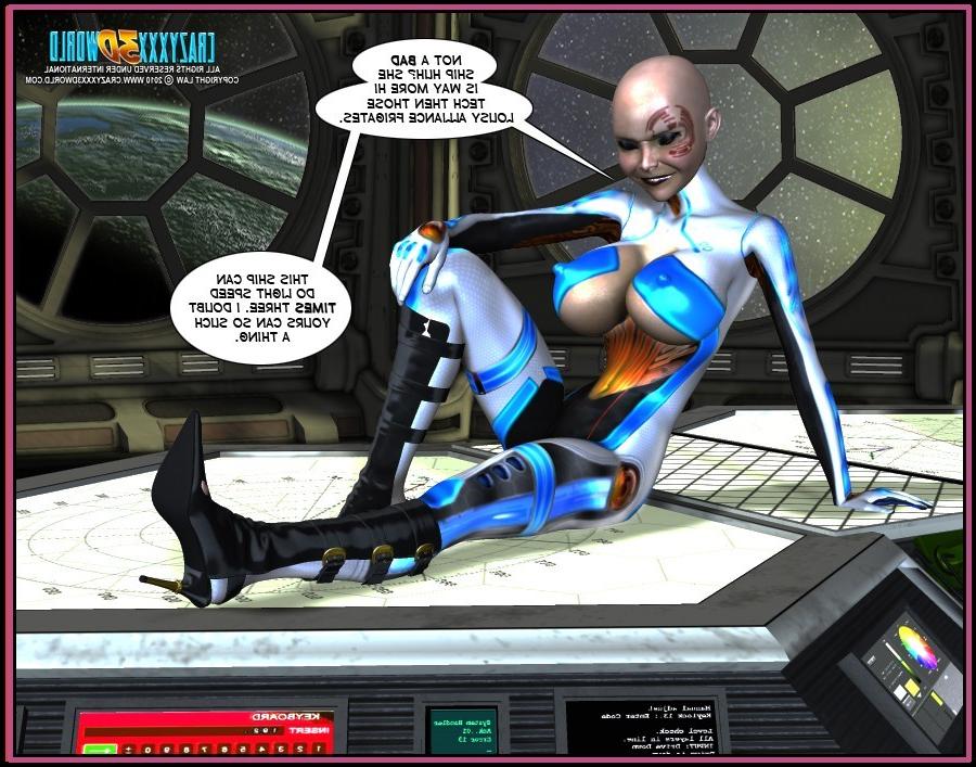 16P Horny babe, female android and alien in spaceship