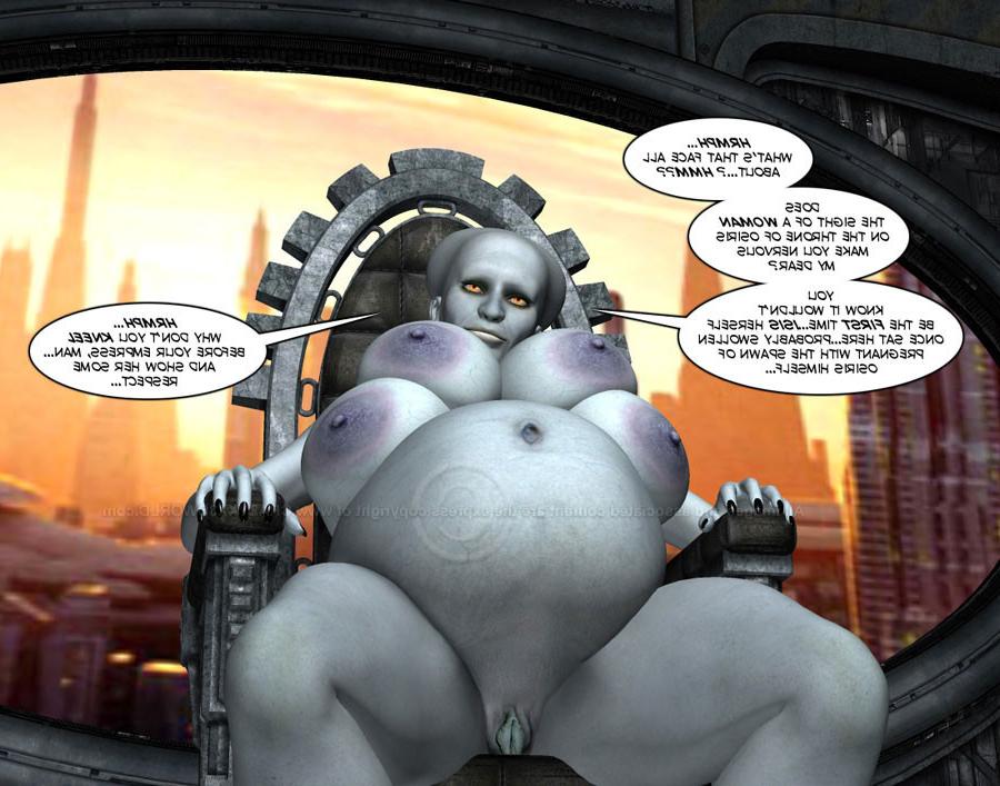 15P Pregnant alien with four boobs fucks on the throne