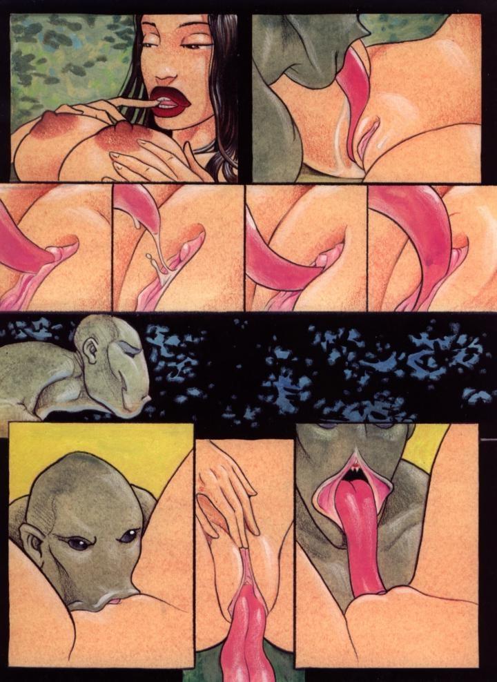 15P red lipped busty brunette alien sex