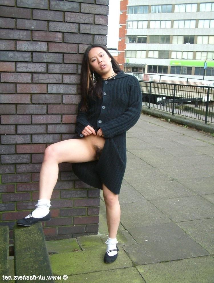 16P Asian pornstar in public nudity and rude flashing outdoors on the streets
