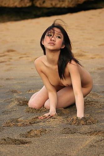 22P Asian lovely doing aerobics outdoors dripping wet
