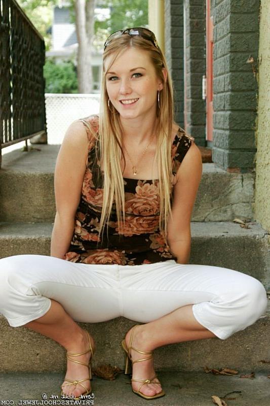15P Long haired college blonde outdoors in her panties