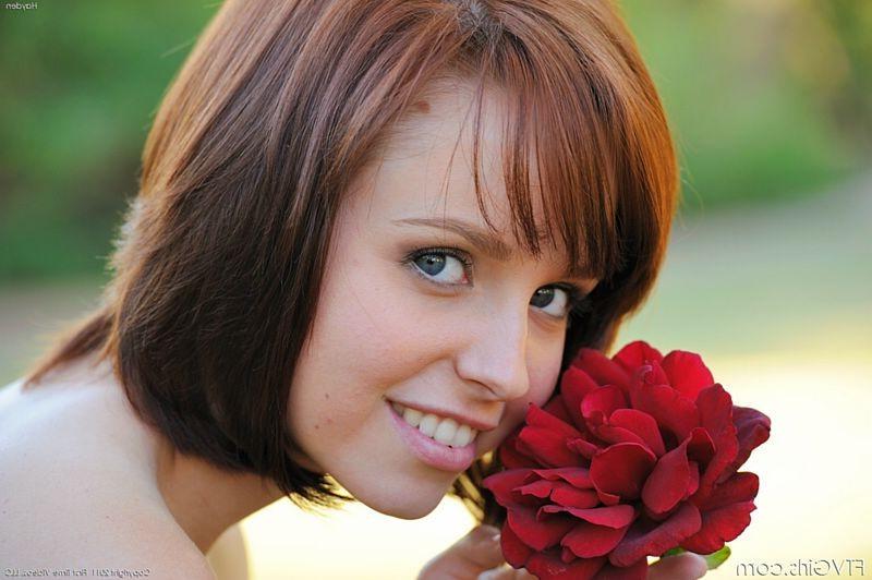 15P Redhead teen streaks outdoors and stuffs a cucumber