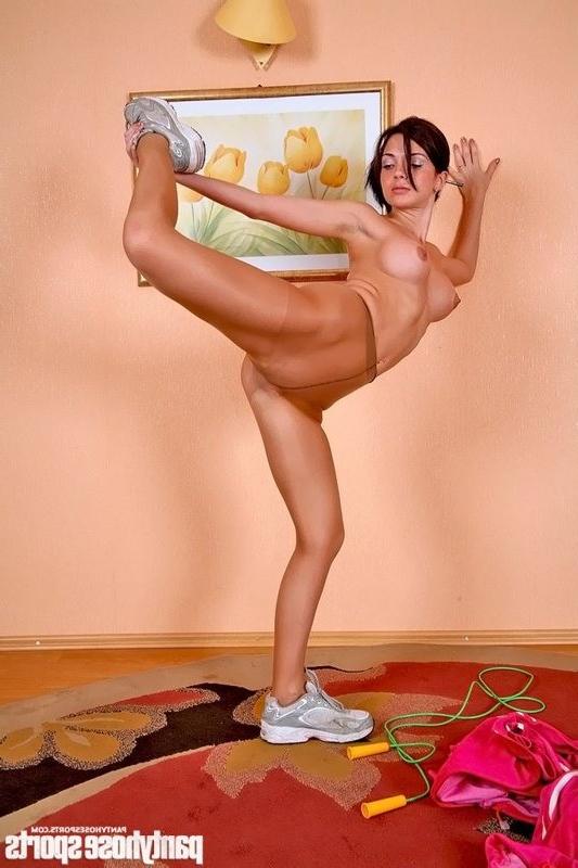 12P Yoga asanas in pantyhose done by a sporty girl
