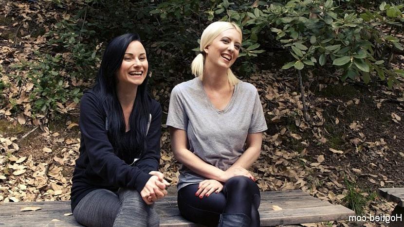 19P Veruca James and Cherry Torn with outdoor bondage in the woods b
