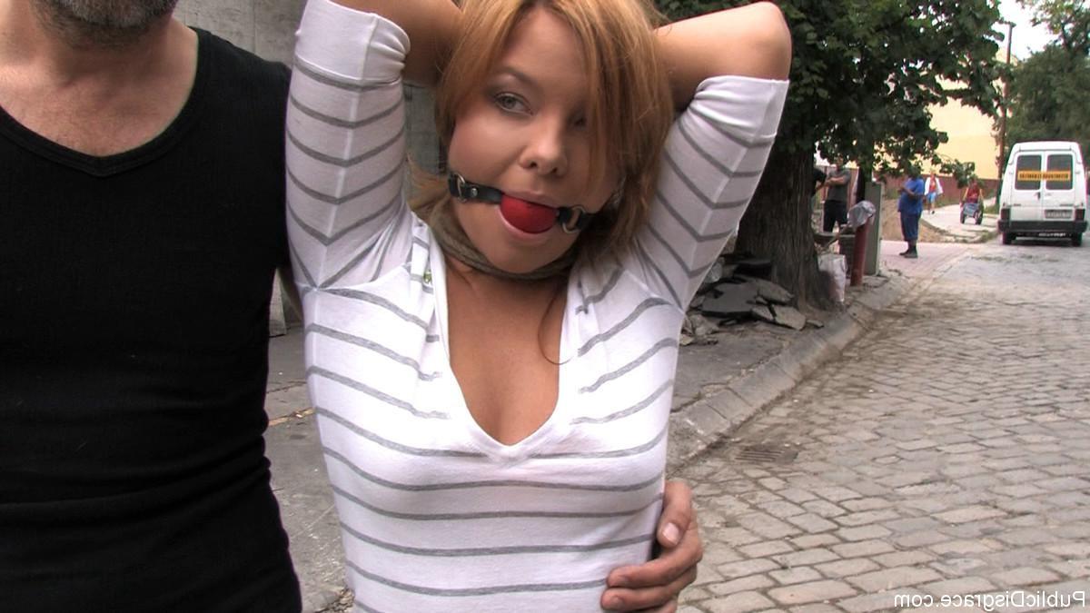 24P Interracial BDSM sex outdoor in public places