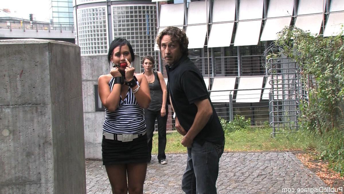 24P Babe gets tied up and fucked outdoor in public places