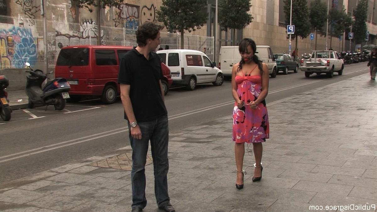 24P Brazilian babe gets tied up and fucked outdoor in public places