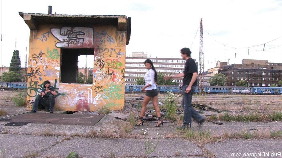 24P Babe gets tied up and fucked outdoor in public places