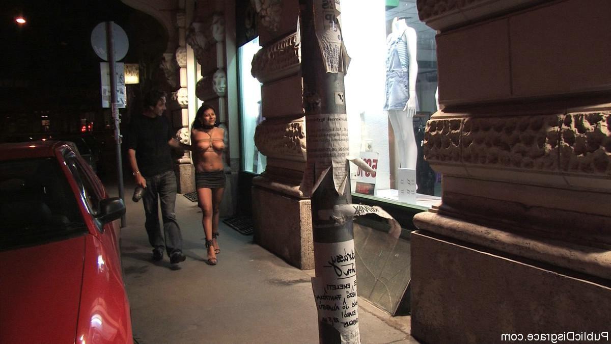 24P Babe gets tied up and fucked outdoor in public places