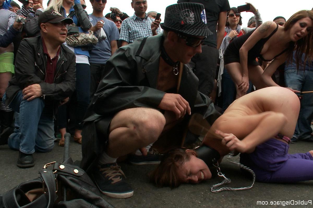 24P Sexy babe gets tied up and fucked outdoor in public places