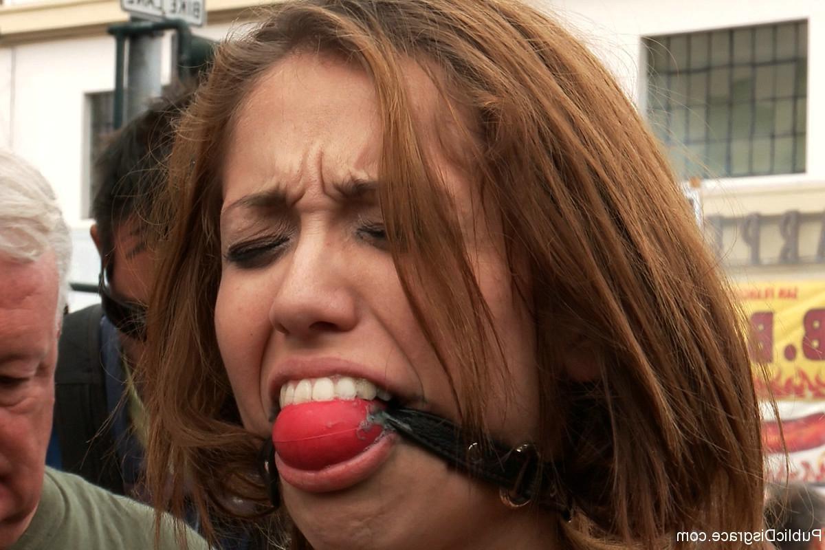 24P Sexy babe gets tied up and fucked outdoor in public places
