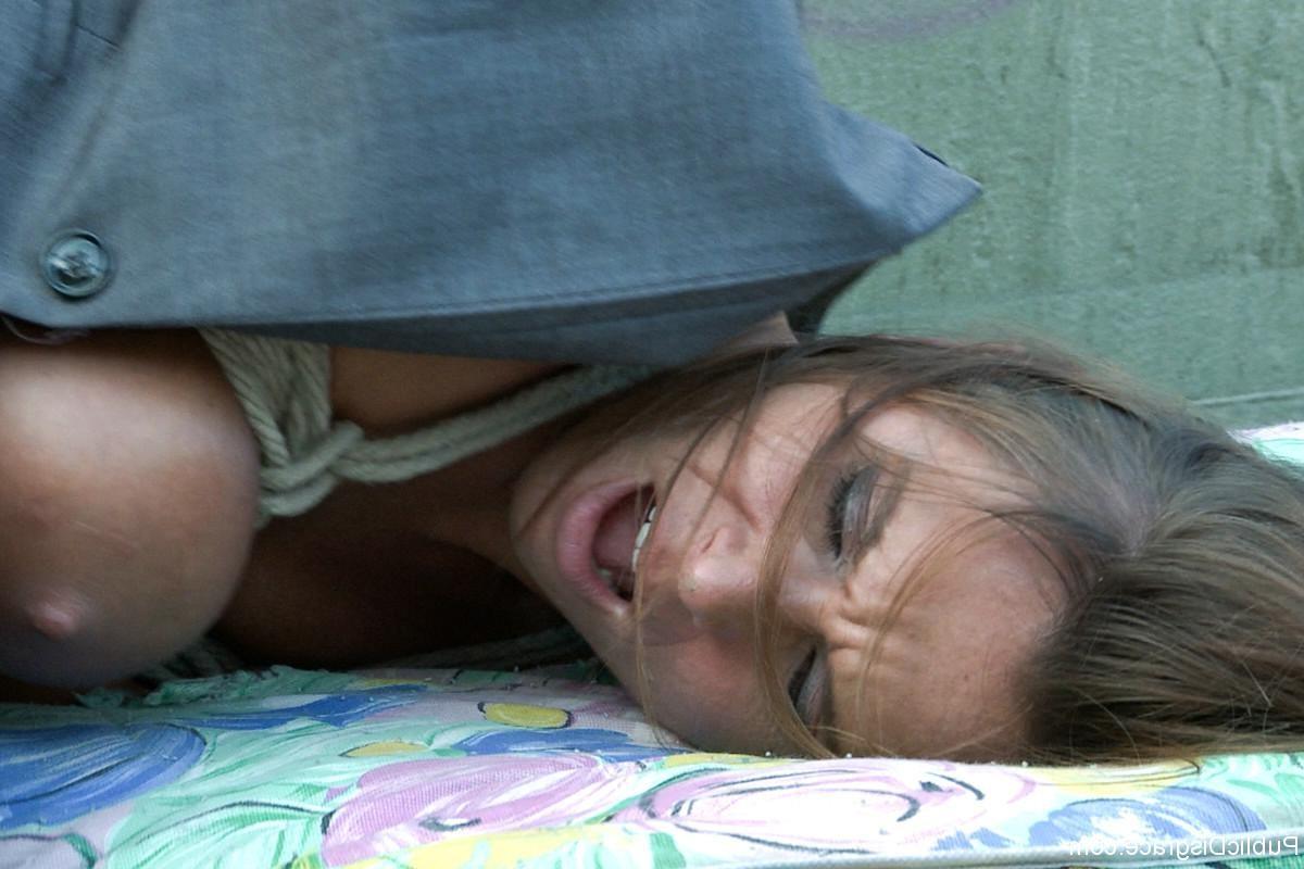 24P MILF gets tied up and anal fucked outdoor in public places